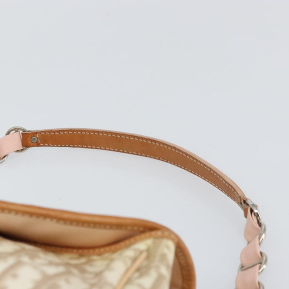 Christian Dior Trotter Canvas Romantic Bag PVC Beige Silver Auth 161033V