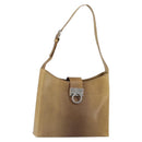 Salvatore Ferragamo Gancini Shoulder Bag Leather Beige Silver Auth 161036-1
