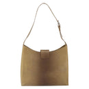 Salvatore Ferragamo Gancini Shoulder Bag Leather Beige Silver Auth 161036-3