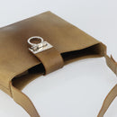 Salvatore Ferragamo Gancini Shoulder Bag Leather Beige Silver Auth 161036-6