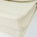 CELINE Shoulder Bag Leather White Gold Auth 161037-9