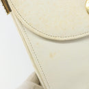 CELINE Shoulder Bag Leather White Gold Auth 161037-10