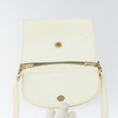CELINE Shoulder Bag Leather White Gold Auth 161037-11