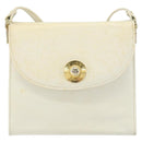 CELINE Shoulder Bag Leather White Gold Auth 161037-13