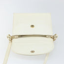 CELINE Shoulder Bag Leather White Gold Auth 161037-20