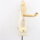 CELINE Shoulder Bag Leather White Gold Auth 161037-23