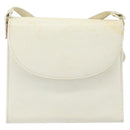 CELINE Shoulder Bag Leather White Gold Auth 161037-2