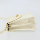 CELINE Shoulder Bag Leather White Gold Auth 161037-4