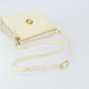 CELINE Shoulder Bag Leather White Gold Auth 161037-7