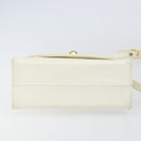 CELINE Shoulder Bag Leather White Gold Auth 161037-5