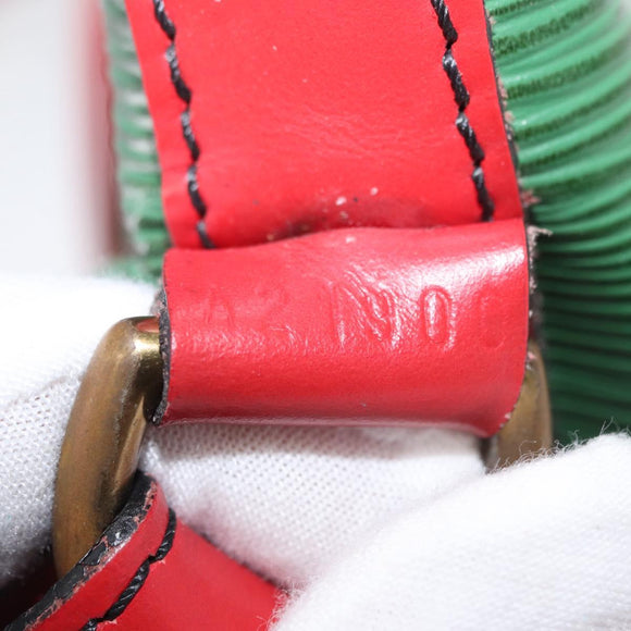 LOUIS VUITTON Epi Petit Noe Shoulder Bag Bicolor Green Red M44147 LV Auth 161040