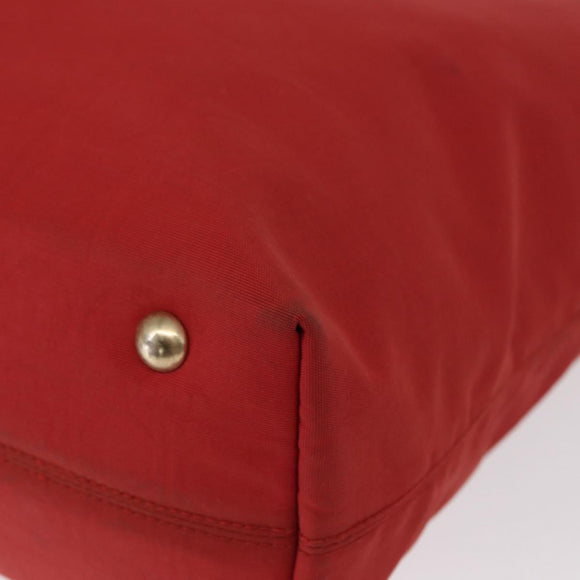 Salvatore Ferragamo Gancini Hand Bag Nylon Red Gold Auth 161041