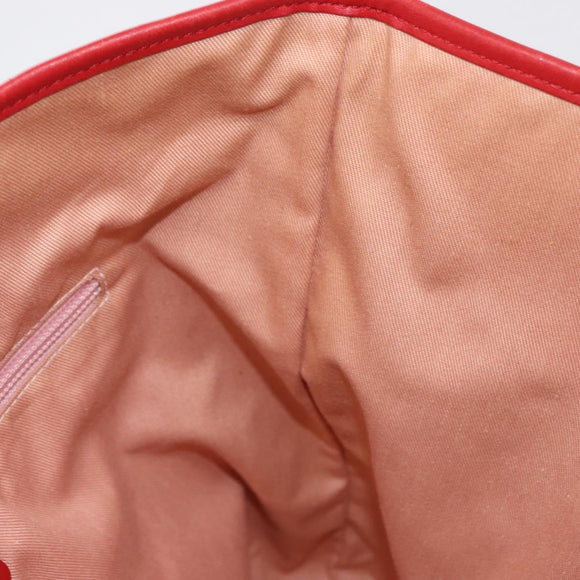 Salvatore Ferragamo Gancini Hand Bag Nylon Red Gold Auth 161041