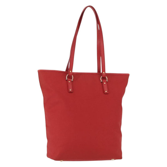Salvatore Ferragamo Gancini Hand Bag Nylon Red Gold Auth 161041