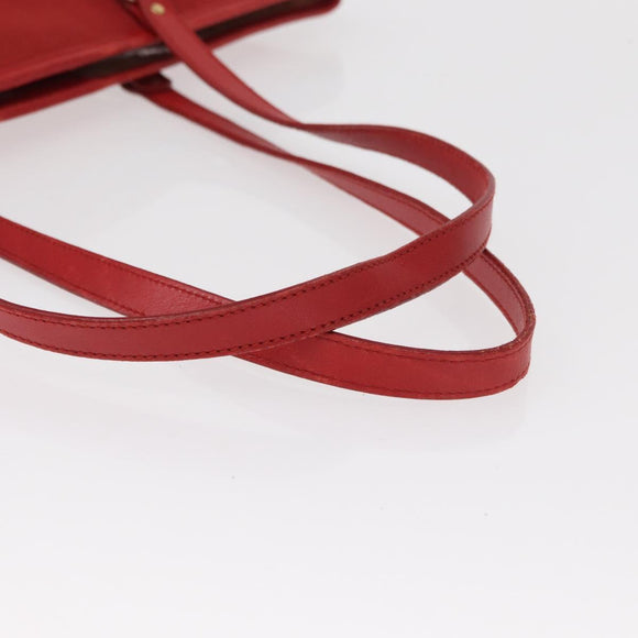 Salvatore Ferragamo Gancini Hand Bag Nylon Red Gold Auth 161041