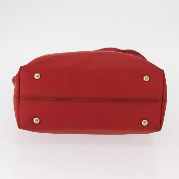 Salvatore Ferragamo Gancini Hand Bag Nylon Red Gold Auth 161041