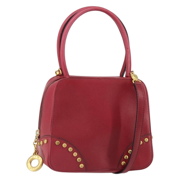 CELINE Circle Handtasche Leder 2-Wege Rot Gold Auth 161046