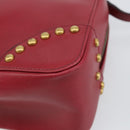 CELINE Circle Handtasche Leder 2-Wege Rot Gold Auth 161046-16
