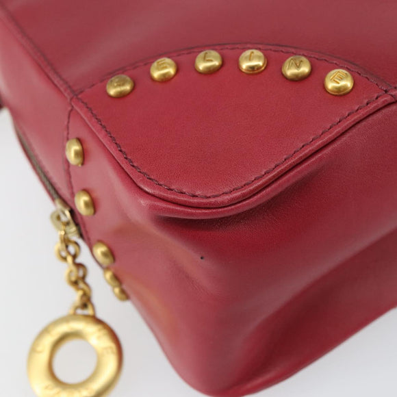 CELINE Circle Handtasche Leder 2-Wege Rot Gold Auth 161046