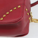 CELINE Circle Handtasche Leder 2-Wege Rot Gold Auth 161046-18
