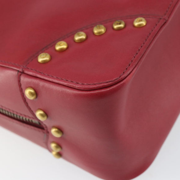 CELINE Circle Handtasche Leder 2-Wege Rot Gold Auth 161046