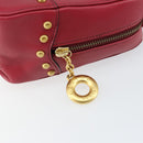 CELINE Circle Handtasche Leder 2-Wege Rot Gold Auth 161046-10