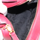 CELINE Circle Handtasche Leder 2-Wege Rot Gold Auth 161046-11