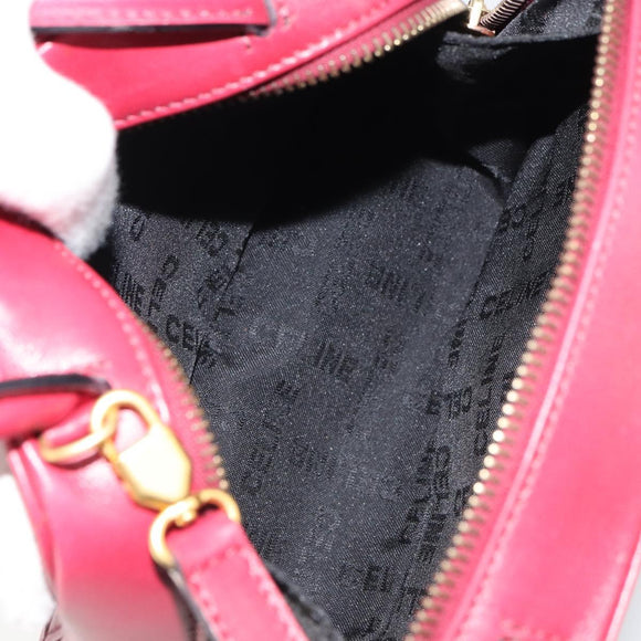 CELINE Circle Handtasche Leder 2-Wege Rot Gold Auth 161046