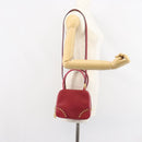 CELINE Circle Handtasche Leder 2-Wege Rot Gold Auth 161046-22