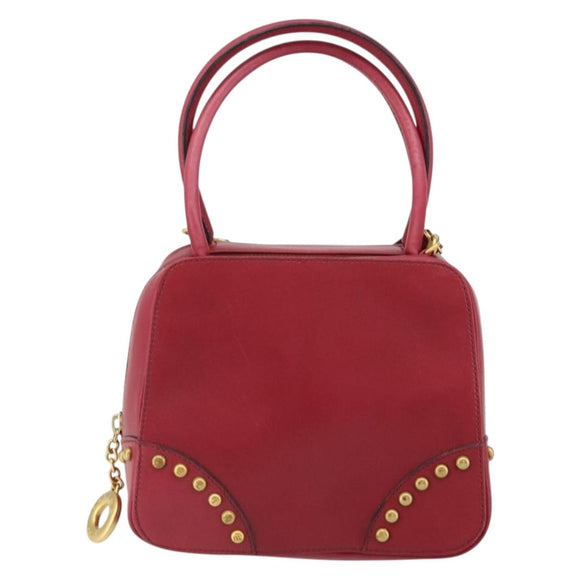 CELINE Circle Handtasche Leder 2-Wege Rot Gold Auth 161046