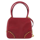 CELINE Circle Handtasche Leder 2-Wege Rot Gold Auth 161046-2