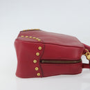 CELINE Circle Handtasche Leder 2-Wege Rot Gold Auth 161046-3