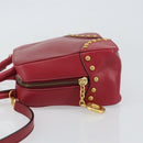 CELINE Circle Handtasche Leder 2-Wege Rot Gold Auth 161046-4