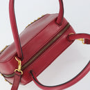 CELINE Circle Handtasche Leder 2-Wege Rot Gold Auth 161046-6