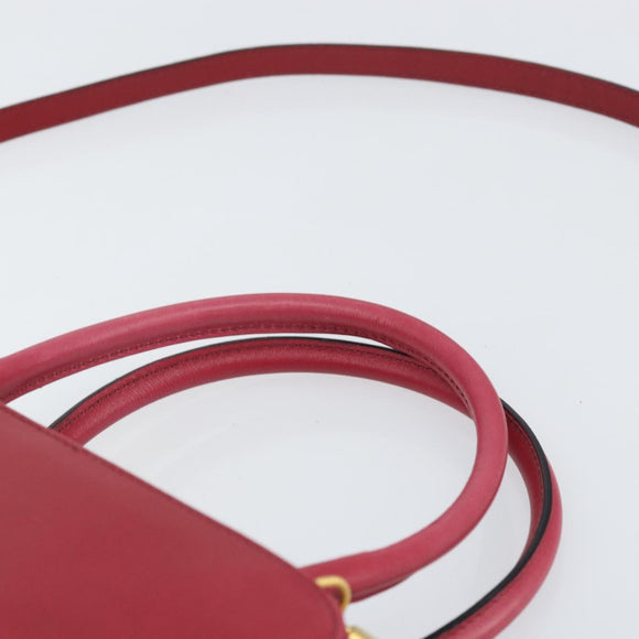 CELINE Circle Handtasche Leder 2-Wege Rot Gold Auth 161046