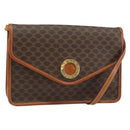 CELINE Macadam Canvas Circle Shoulder Bag PVC Leather Brown Gold Auth 161048-1