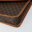 CELINE Macadam Canvas Circle Shoulder Bag PVC Leather Brown Gold Auth 161048-9