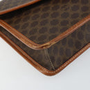 CELINE Macadam Canvas Circle Shoulder Bag PVC Leather Brown Gold Auth 161048-14