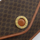 CELINE Macadam Canvas Circle Shoulder Bag PVC Leather Brown Gold Auth 161048-17