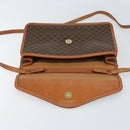 CELINE Macadam Canvas Circle Shoulder Bag PVC Leather Brown Gold Auth 161048-18