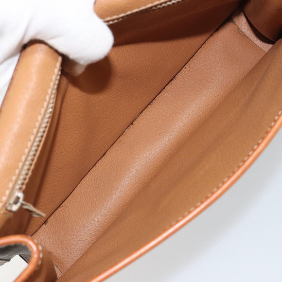 CELINE Macadam Canvas Circle Shoulder Bag PVC Leather Brown Gold Auth 161048