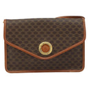 CELINE Macadam Canvas Circle Shoulder Bag PVC Leather Brown Gold Auth 161048-13