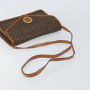 CELINE Macadam Canvas Circle Shoulder Bag PVC Leather Brown Gold Auth 161048-7