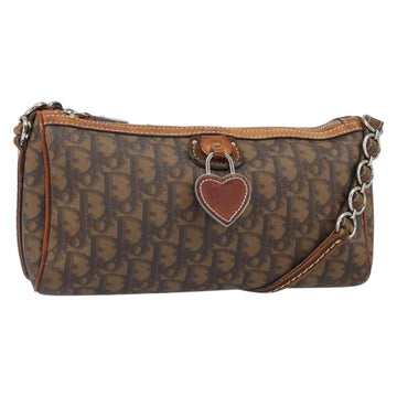 Christian Dior Trotter Romantic Shoulder Bag PVC Brown Silver Auth 161049V