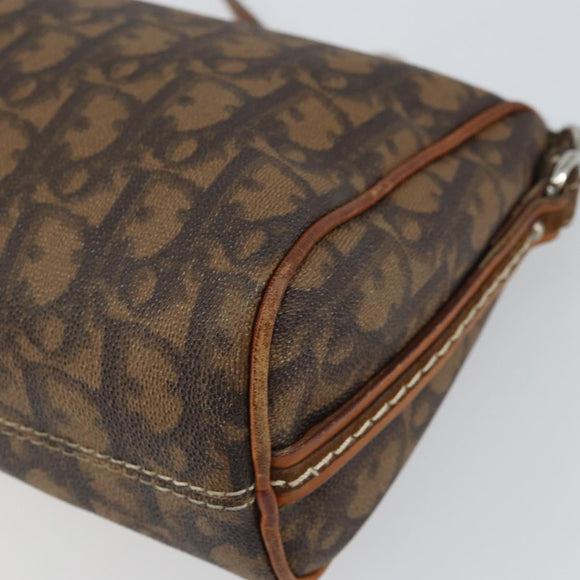 Christian Dior Trotter Romantic Shoulder Bag PVC Brown Silver Auth 161049V