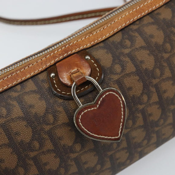 Christian Dior Trotter Romantic Shoulder Bag PVC Brown Silver Auth 161049V