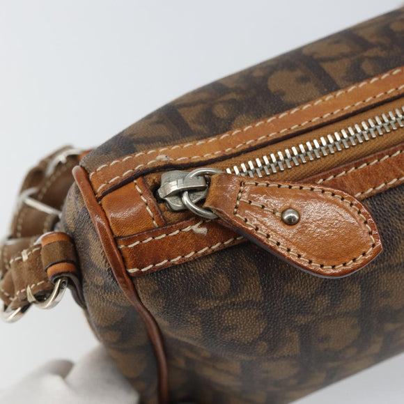 Christian Dior Trotter Romantic Shoulder Bag PVC Brown Silver Auth 161049V