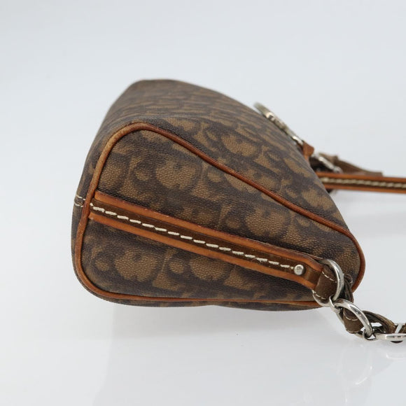 Christian Dior Trotter Romantic Shoulder Bag PVC Brown Silver Auth 161049V