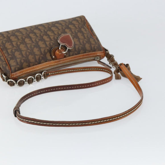 Christian Dior Trotter Romantic Shoulder Bag PVC Brown Silver Auth 161049V