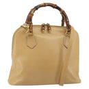 GUCCI Bamboo Hand Bag Leather 2way Beige Gold 000 3780 0290 Auth 161050-1